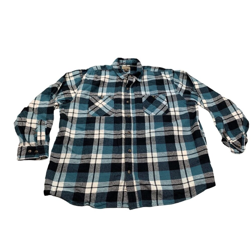 C.E. Schmidt Workwear Mens 2X Blue Plaid Flannel Long Sleeve Shirt